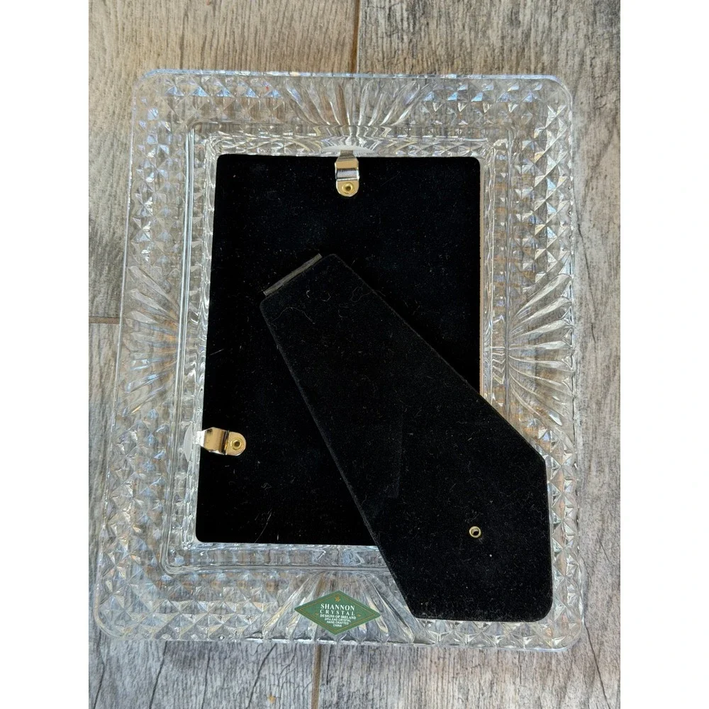 Shannon Crystal Picture Frame 5x7 Clear 24% Lead Diamond Cut Sunburst Photo Gift